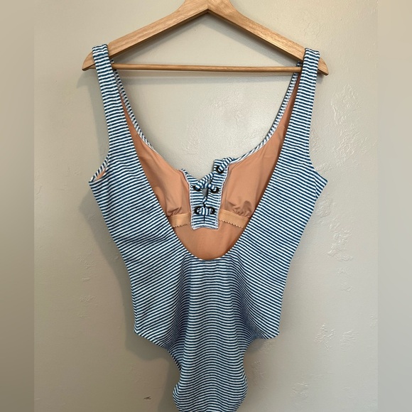 J. Crew Lace-up One-Piece In Faded Stripe - Picture 10 of 16